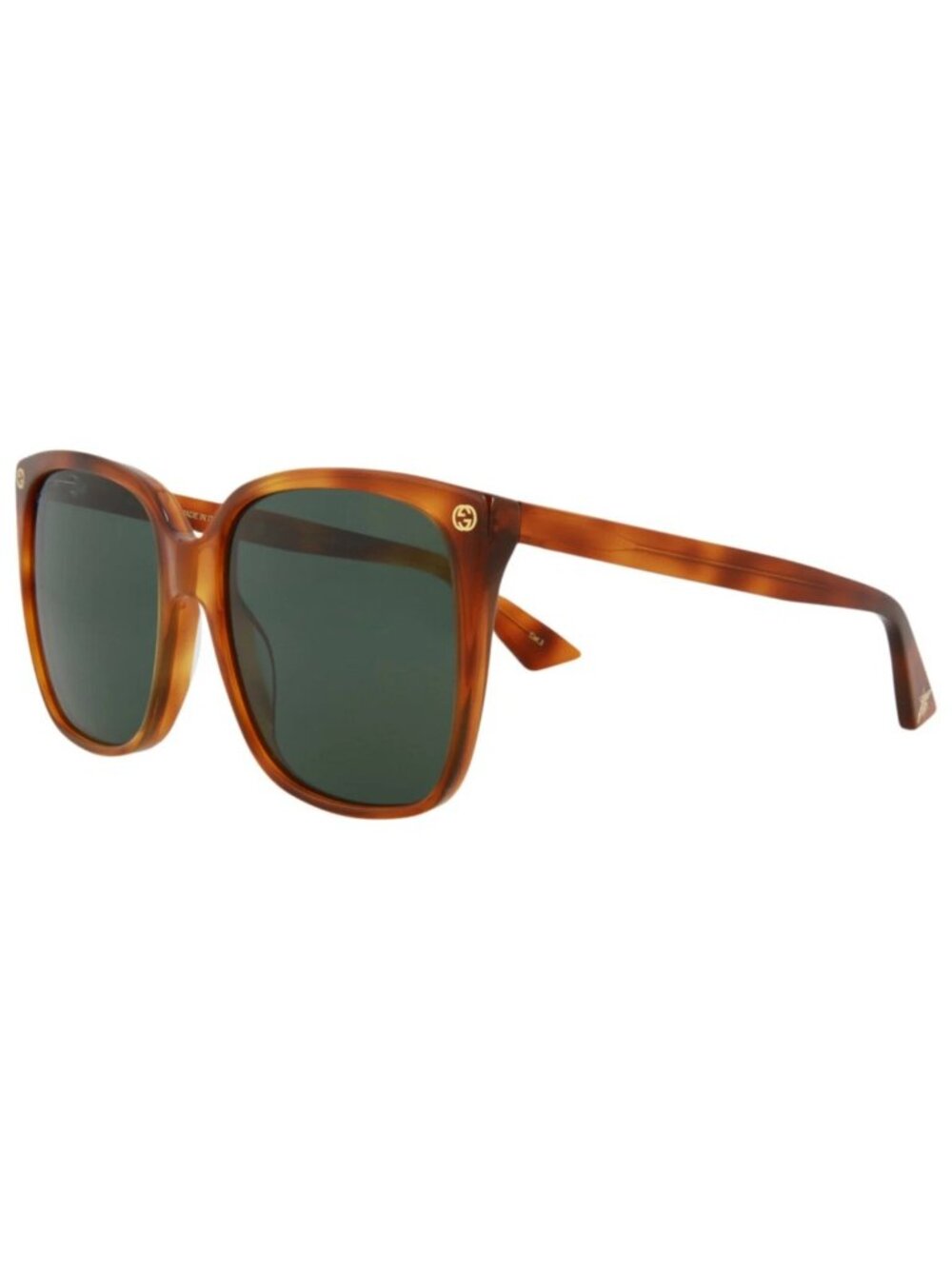 New Gucci Women's Sunglasses Square Rectangle Acetate Frame Havana Havana Green